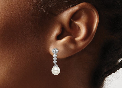 14K white gold diamond earrings, another view