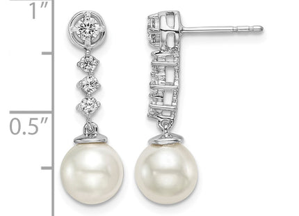 14K white gold diamond earrings, further view