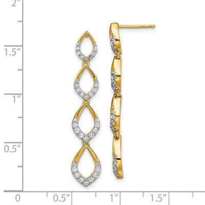 14K Polished Dangle Diamond Post Earrings