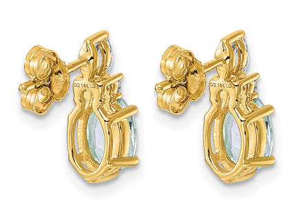 14K Polished Diamond and Aquamarine Twisted Post Earrings