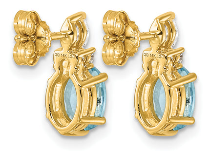 14K Polished Diamond and Blue Topaz Twisted Post Earrings