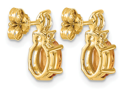 14K Polished Diamond and Citrine Twisted Post Earrings