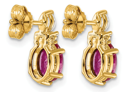 14K Polished Diamond and Lab Created Ruby Twisted Post Earrings