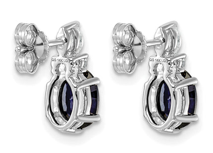 14K White Gold Polish Diamond and Lab Created Sapphire Twisted Post Earring
