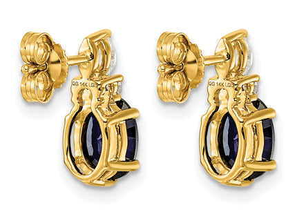 14K Polish Diamond and Lab Created Sapphire Twisted Post Earrings