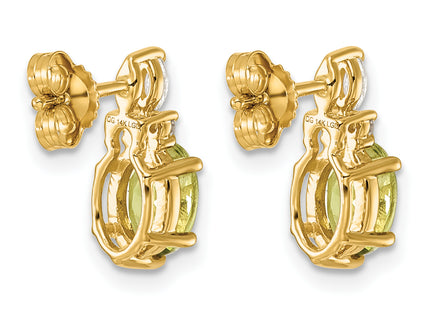 14K Polished Diamond and Peridot Twisted Post Earrings