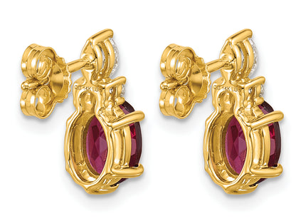 14K Polished Diamond and Rhodolite Garnet Twisted Post Earrings