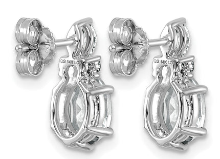 14K White Gold Polished Diamond and White Topaz Twisted Post Earrings
