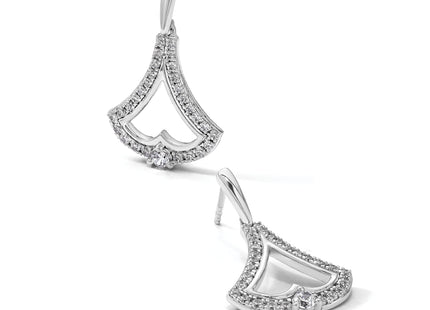 14k White Gold Diamond Post Dangle Earrings