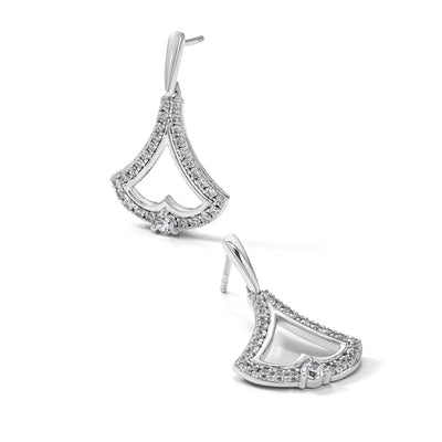 14K White Gold Diamond Post Dangle Earrings
