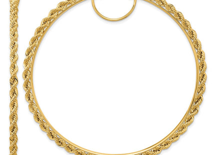 14k Polished and D/C Rope Hoop Earrings (Style ER347)