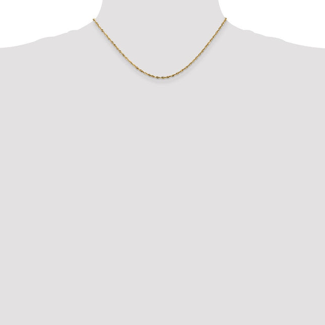 14K Ultra Diamond-cut Rope with Lobster Clasp Chain, 16 x 1.8mm