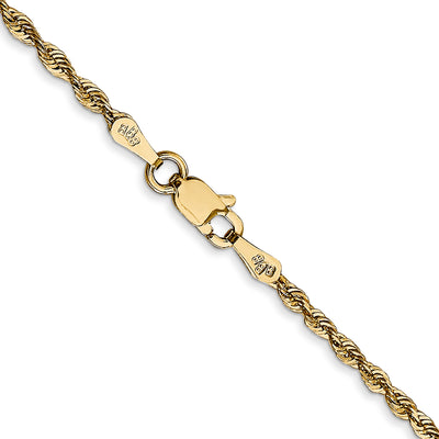 14K Ultra Diamond-cut Rope with Lobster Clasp Chain, 16 x 2mm