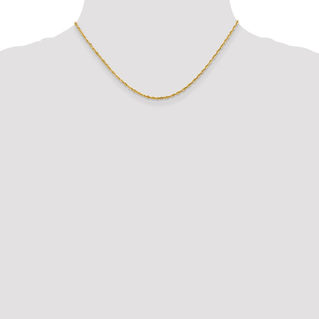 14K Ultra Diamond-cut Rope with Lobster Clasp Chain, 16 x 2mm