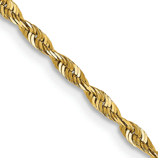 14K Ultra Diamond-cut Rope with Lobster Clasp Chain, 16 x 2mm