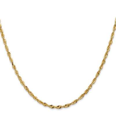 14K Ultra Diamond-cut Rope with Lobster Clasp Chain, 18 x 2.5mm