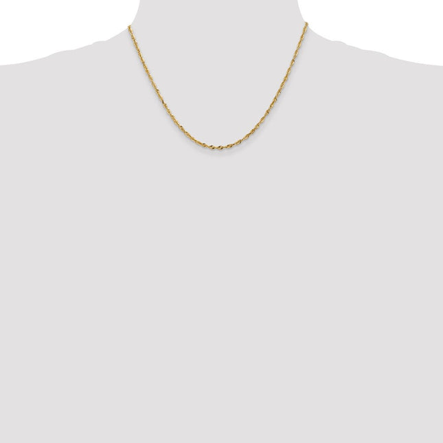 14K Ultra Diamond-cut Rope with Lobster Clasp Chain, 18 x 2.5mm