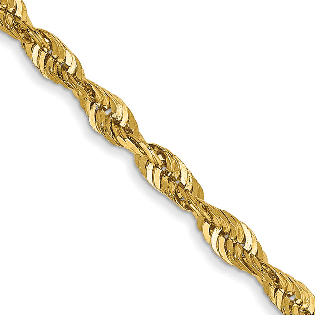 14K Ultra Diamond-cut Rope with Lobster Clasp Chain, 18 x 2.5mm