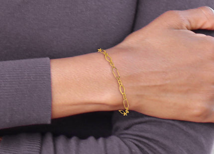 14k Polished and Textured Oval Link 7. Bracelet