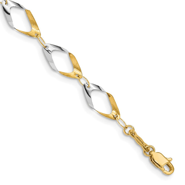 14k Yellow & Rhodium Bracelets Style FB1354 - Classique Jewelry Inc.