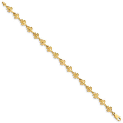 14K Polished and Textured Turtle Bracelet