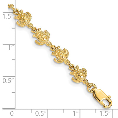 14K Polished and Textured Turtle Bracelet