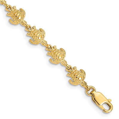 14K Polished and Textured Turtle Bracelet