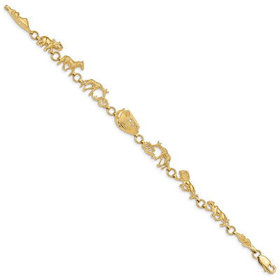 14K Polished and Textured Noahs Ark Bracelet