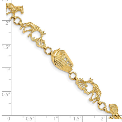 14K Polished and Textured Noahs Ark Bracelet