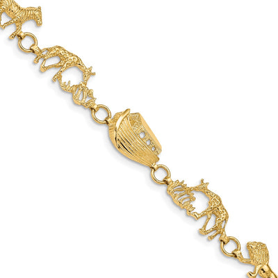 14K Polished and Textured Noahs Ark Bracelet