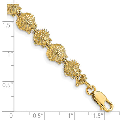 14K Polished and Textured Scallop Shell Bracelet