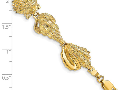 14k Polished Assorted Sea Shells 7. Bracelet (Style FB1709-7.25)