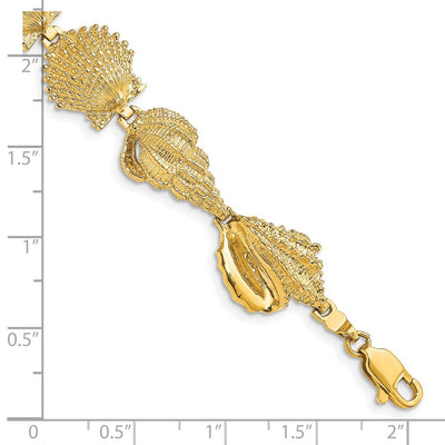 14K Polished Assorted Sea Shells Bracelet