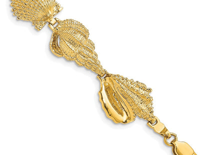 14k Polished Assorted Sea Shells 7. Bracelet (Style FB1709-7.25)
