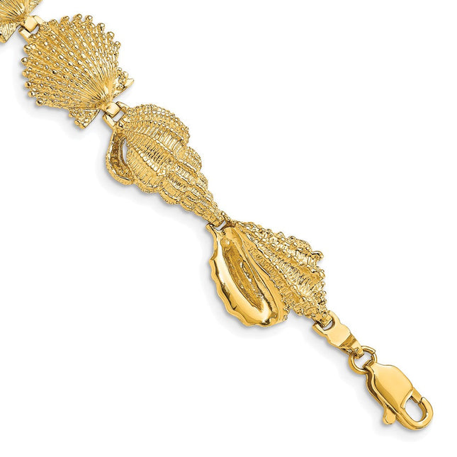 14k Polished Assorted Sea Shells 7. Bracelet