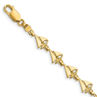 14K Polished Sailboat Bracelet