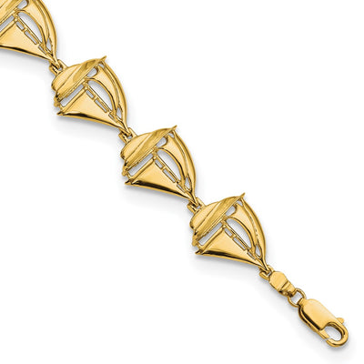 14K Polished Sailboat Bracelet