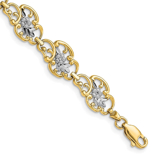 14k Yellow & Rhodium Bracelets Style FB1846 - Classique Jewelry Inc.