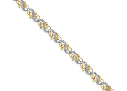 14k Yellow & Rhodium Bracelets Style FB1847 - Classique Jewelry Inc.