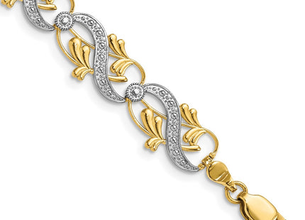 14k Yellow & Rhodium Bracelets Style FB1847 - Classique Jewelry Inc.