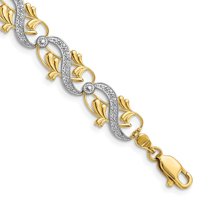 14k Yellow & Rhodium Bracelets Style FB1847 - Classique Jewelry Inc.