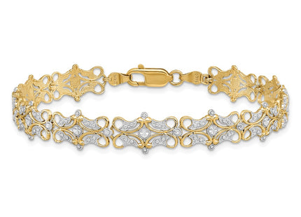14k Yellow & Rhodium Bracelets Style FB1849 - Classique Jewelry Inc.