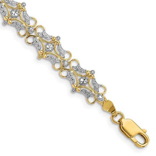 14k Yellow & Rhodium Bracelets Style FB1849 - Classique Jewelry Inc.