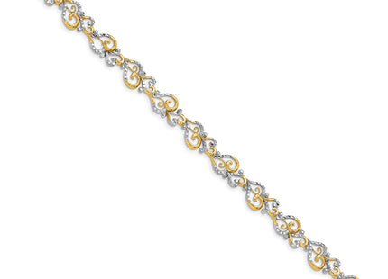14k Yellow & Rhodium Bracelets Style FB1852 - Classique Jewelry Inc.