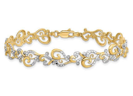 14k Yellow & Rhodium Bracelets Style FB1852 - Classique Jewelry Inc.