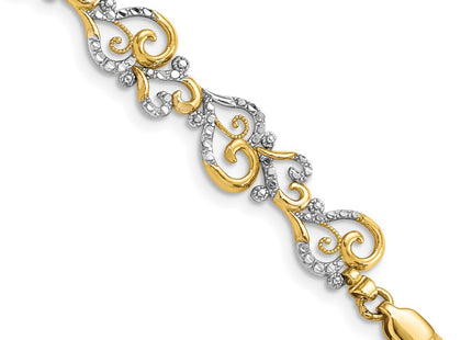 14k Yellow & Rhodium Bracelets Style FB1852 - Classique Jewelry Inc.