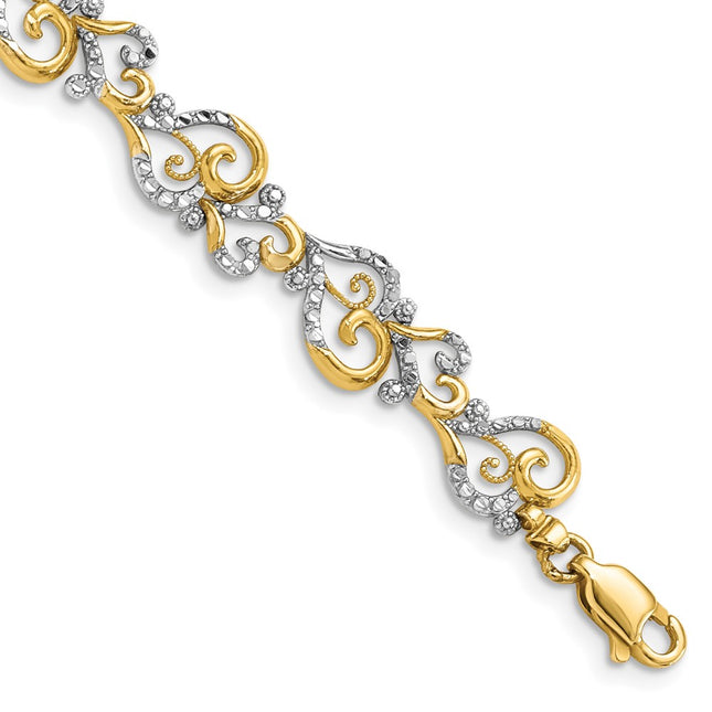 14k Yellow & Rhodium Bracelets Style FB1852 - Classique Jewelry Inc.