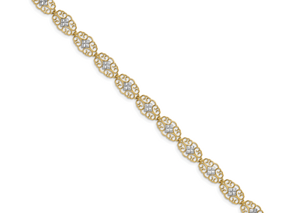 14k and White Rhodium Diamond-Cut Fancy Filigree 7. Bracelet