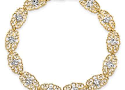 14k and White Rhodium Diamond-Cut Fancy Filigree 7. Bracelet