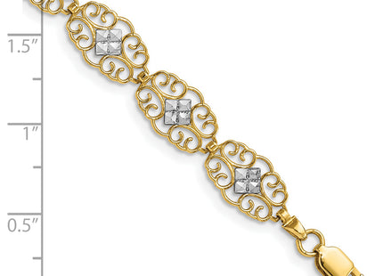 14k and White Rhodium Diamond-Cut Fancy Filigree 7. Bracelet